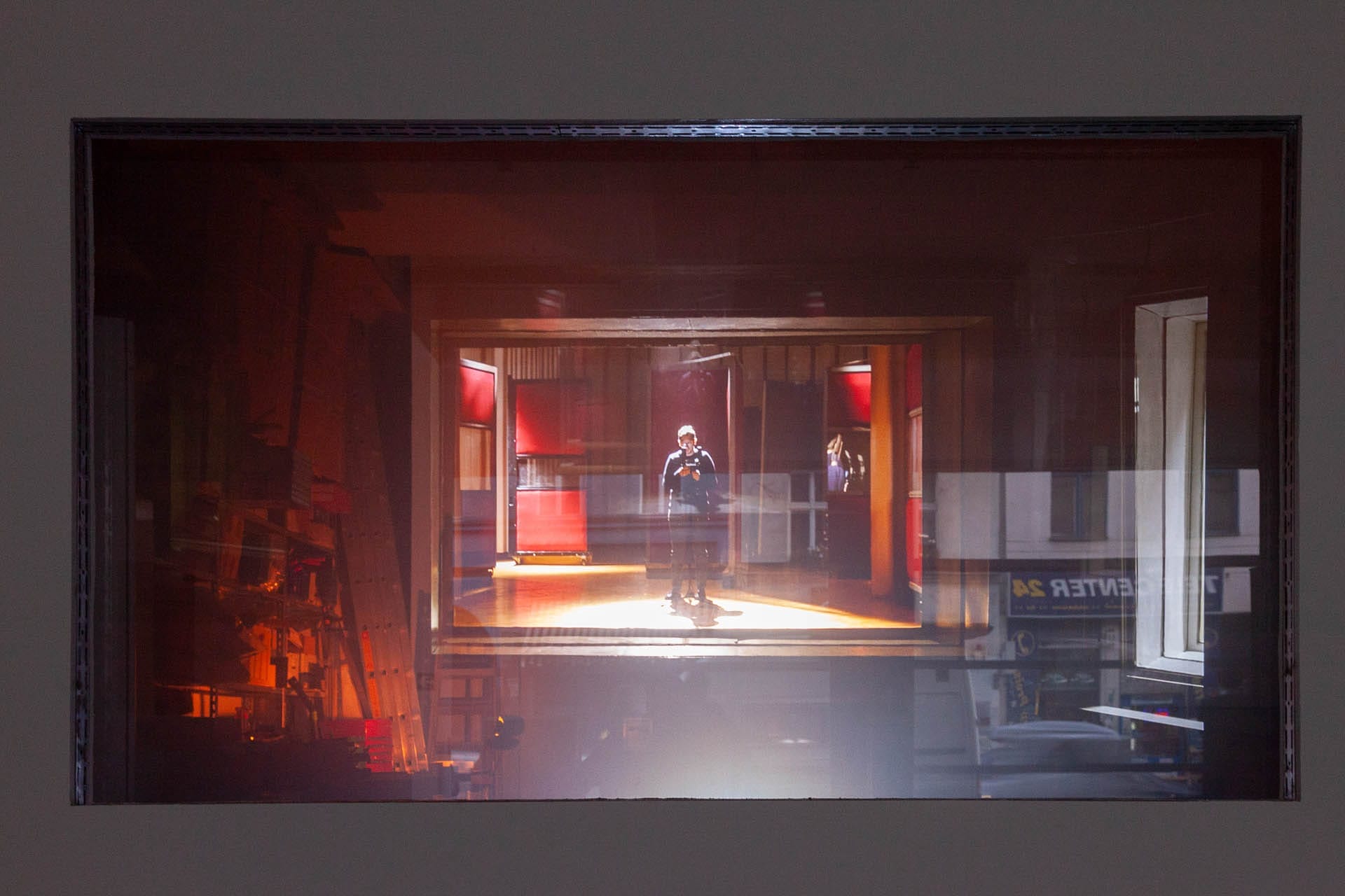 A video installation of British artist Lawrence Abu Hamdan